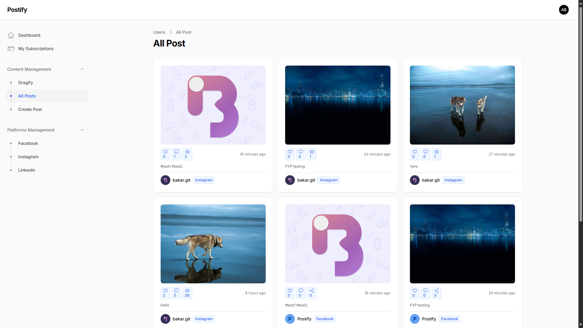 Social Media Dashboard